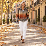 Nayara | Cárdigan de cuadros degradado de otoño, en la calle