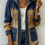Nayara | Chaqueta con capucha azul marino y camel