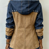 Nayara | Chaqueta con capucha azul marino y camel