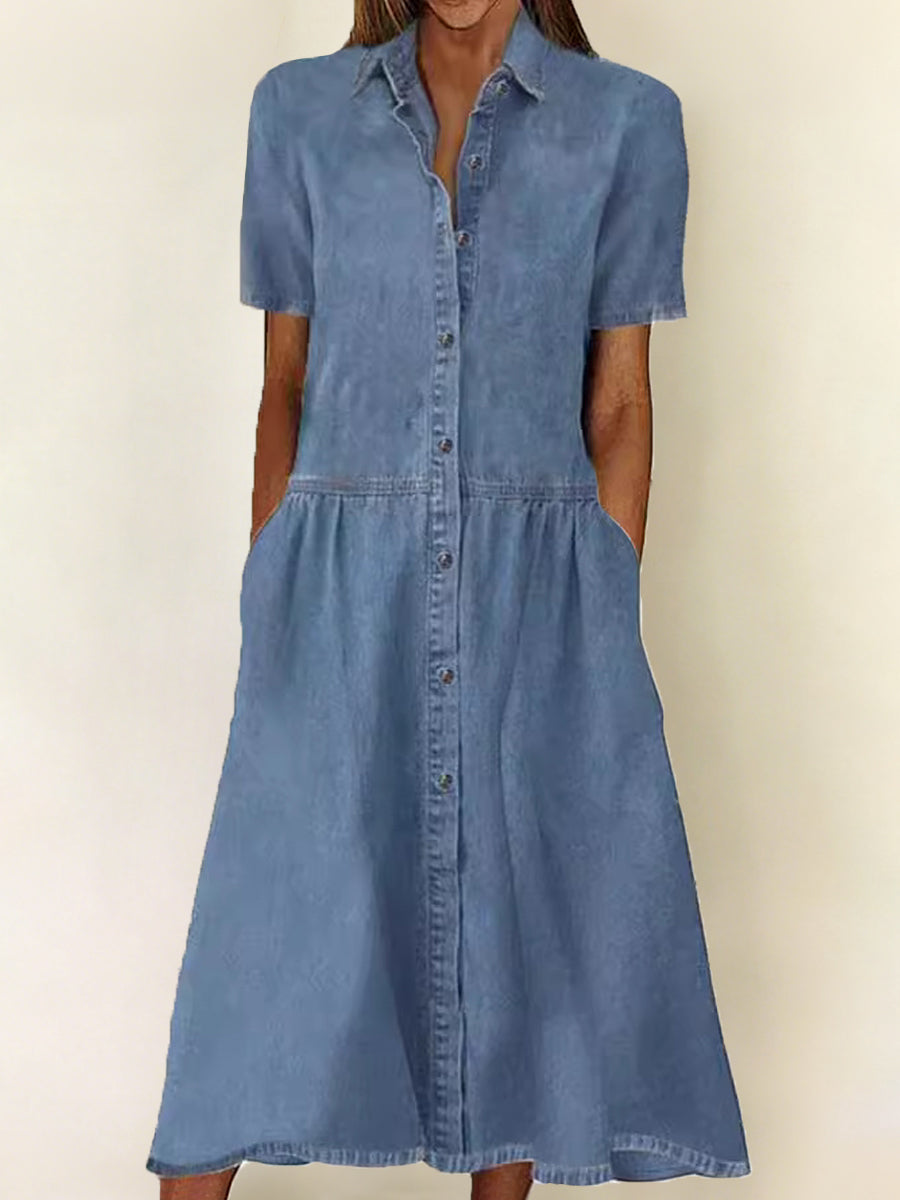 Nayara | Vestido vaquero de manga corta