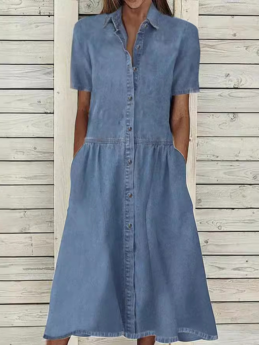 Nayara | Vestido vaquero de manga corta