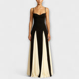 Nidia | Elegancia clásica: vestido largo trapecio con paneles de tul