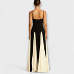 Nidia | Elegancia clásica: vestido largo trapecio con paneles de tul