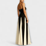 Nidia | Elegancia clásica: vestido largo trapecio con paneles de tul