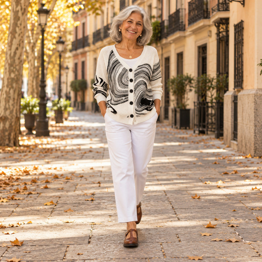 Noelia | Cárdigan de punto cómodo con botones, en la calle