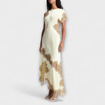 Olaia | Vestido largo de satén con detalles de encaje