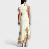 Olaia | Vestido largo de satén con detalles de encaje