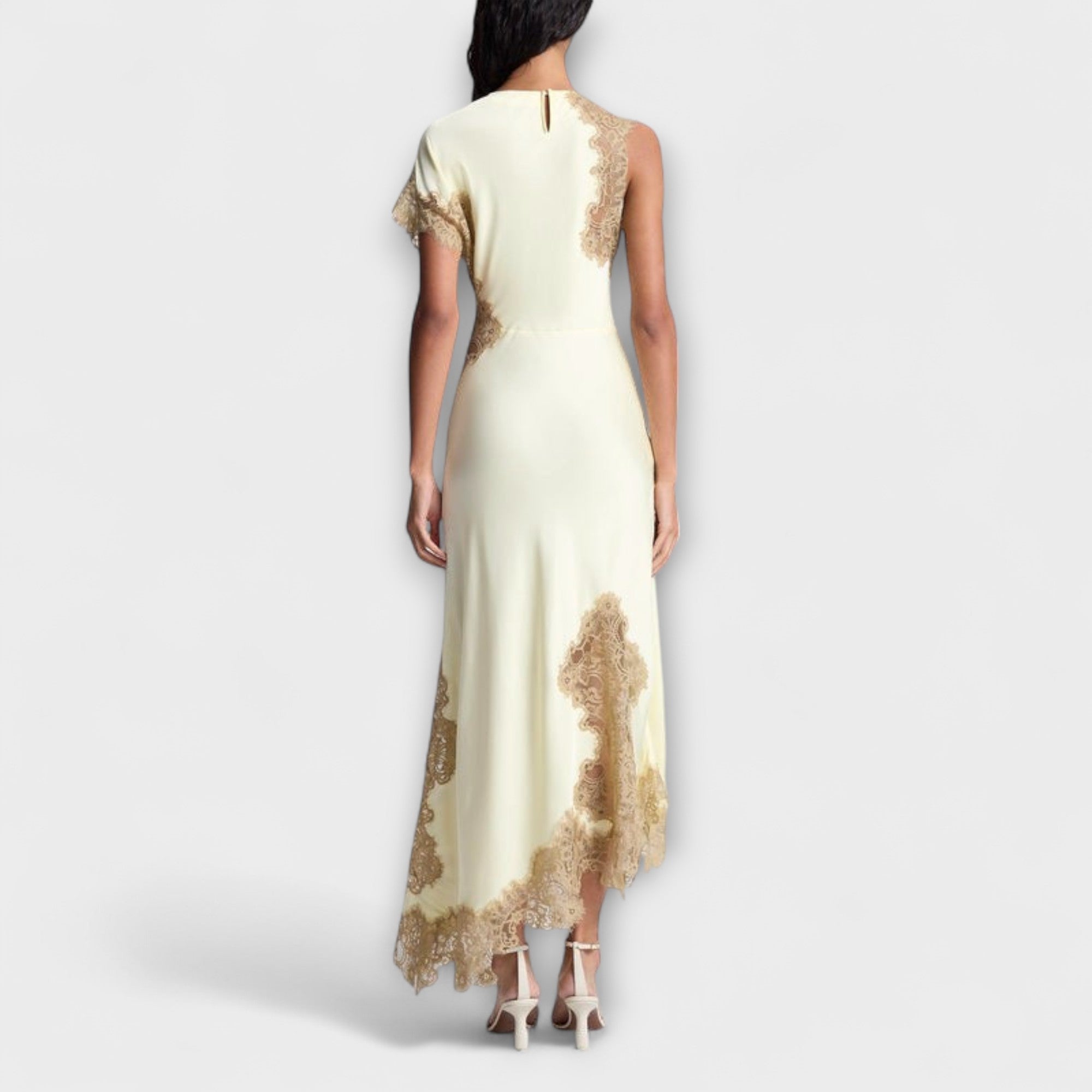Olaia | Vestido largo de satén con detalles de encaje