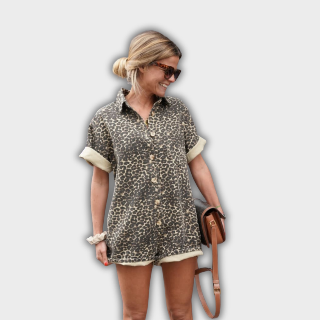 Olvido | Vestido camisero con estampado de leopardo