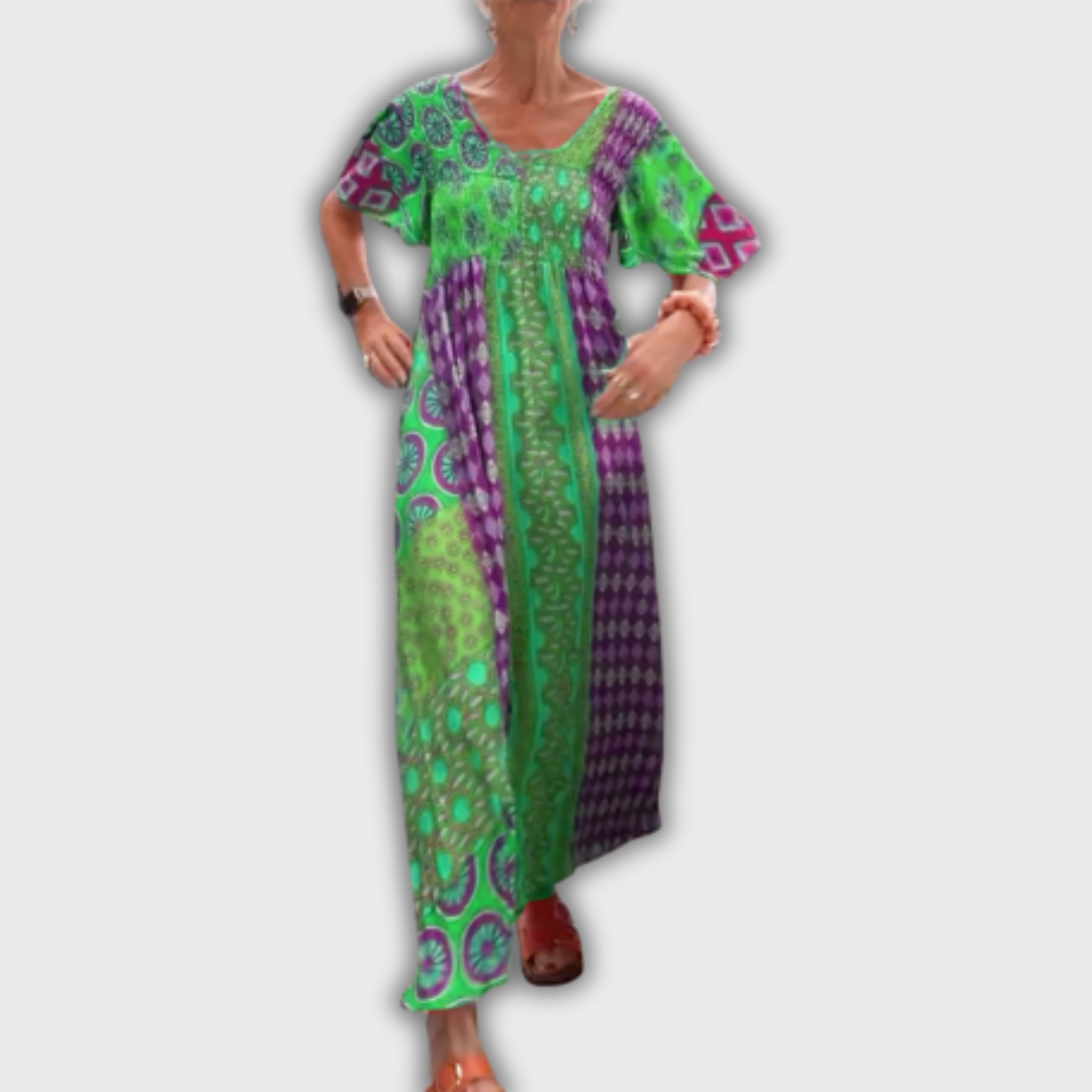 Oriana | Vestido midi elegante de cachemira (paisley)