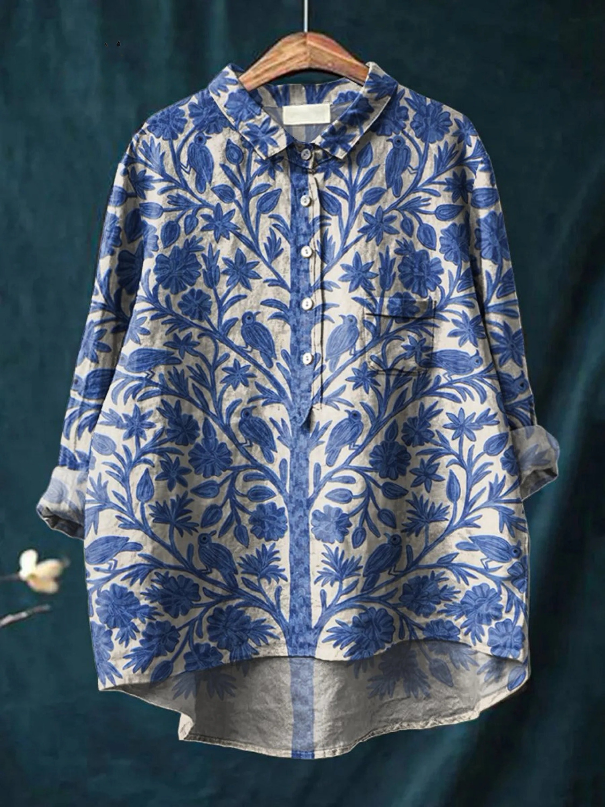 Otilia | Blusa informal vintage con estampado floral indio