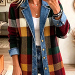 Pía | Chaqueta vaquera color block de cuadros