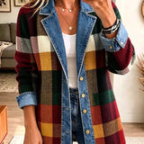 Pía | Chaqueta vaquera color block de cuadros