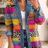 Piedad | Chaqueta vaquera retro con estampado de leopardo