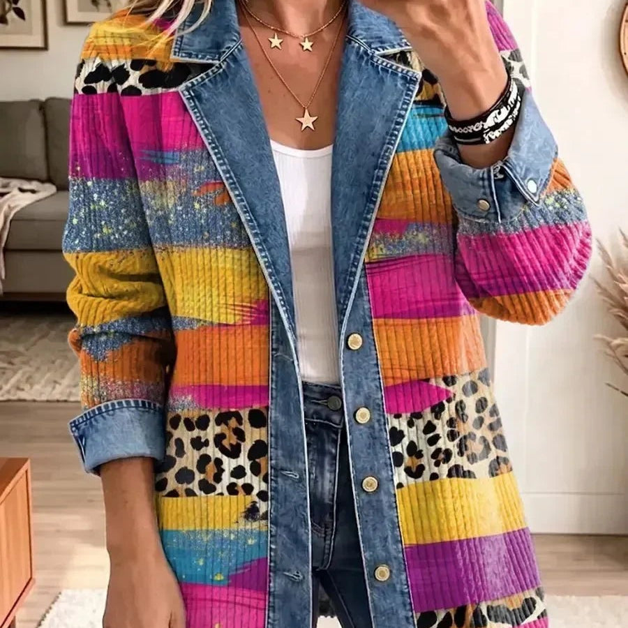 Piedad | Chaqueta vaquera retro con estampado de leopardo