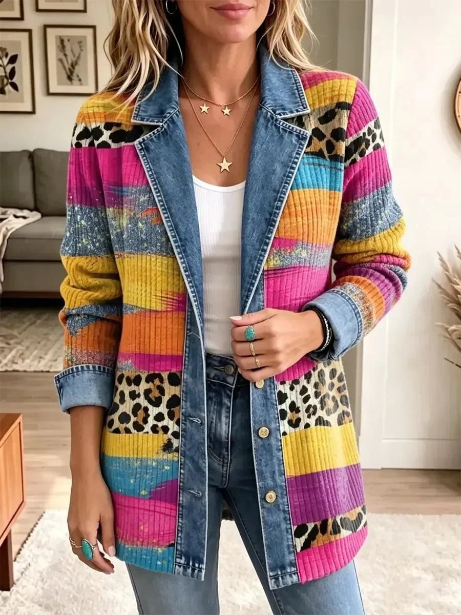 Piedad | Chaqueta vaquera retro con estampado de leopardo