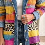 Piedad | Chaqueta vaquera retro con estampado de leopardo