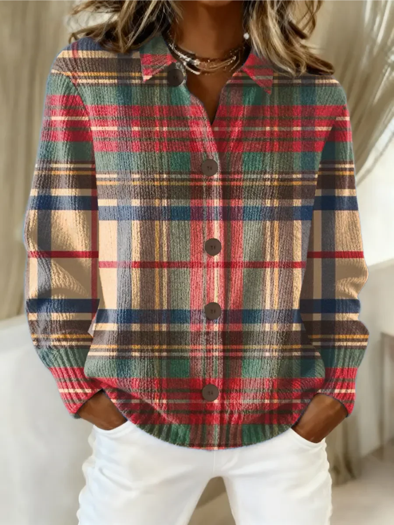 Pura | Cárdigan con botones de cuadros multicolor