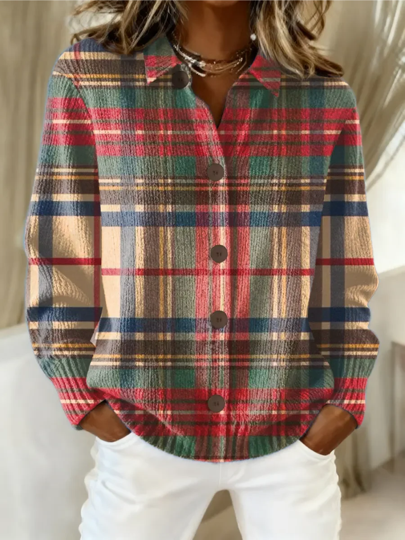 Pura | Cárdigan con botones de cuadros multicolor