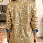 Purificación | Chaqueta vaquera patchwork con lentejuelas doradas