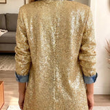 Purificación | Chaqueta vaquera patchwork con lentejuelas doradas
