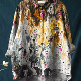 Ramona | Blusa informal con estampado artístico de perros