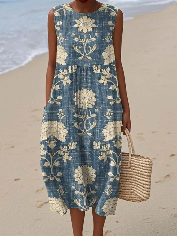 Raquel | Vestido midi clásico con estampado floral