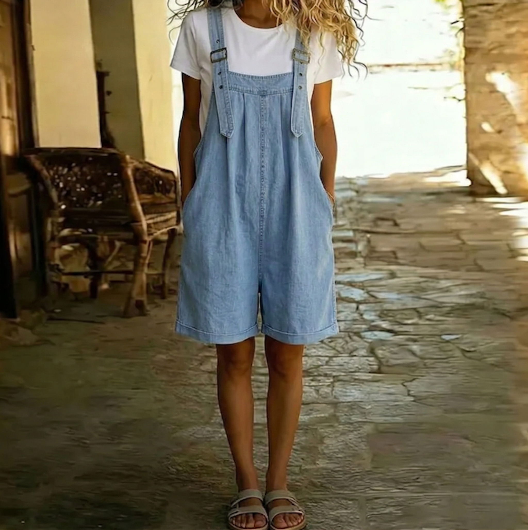 Regina | Mono corto de denim con tacto de algodón suave