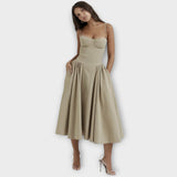Regina | Vestido midi corsé sin mangas