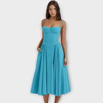 Regina | Vestido midi corsé sin mangas