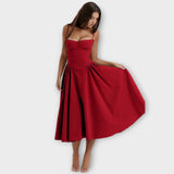 Regina | Vestido midi corsé sin mangas