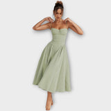 Regina | Vestido midi corsé sin mangas