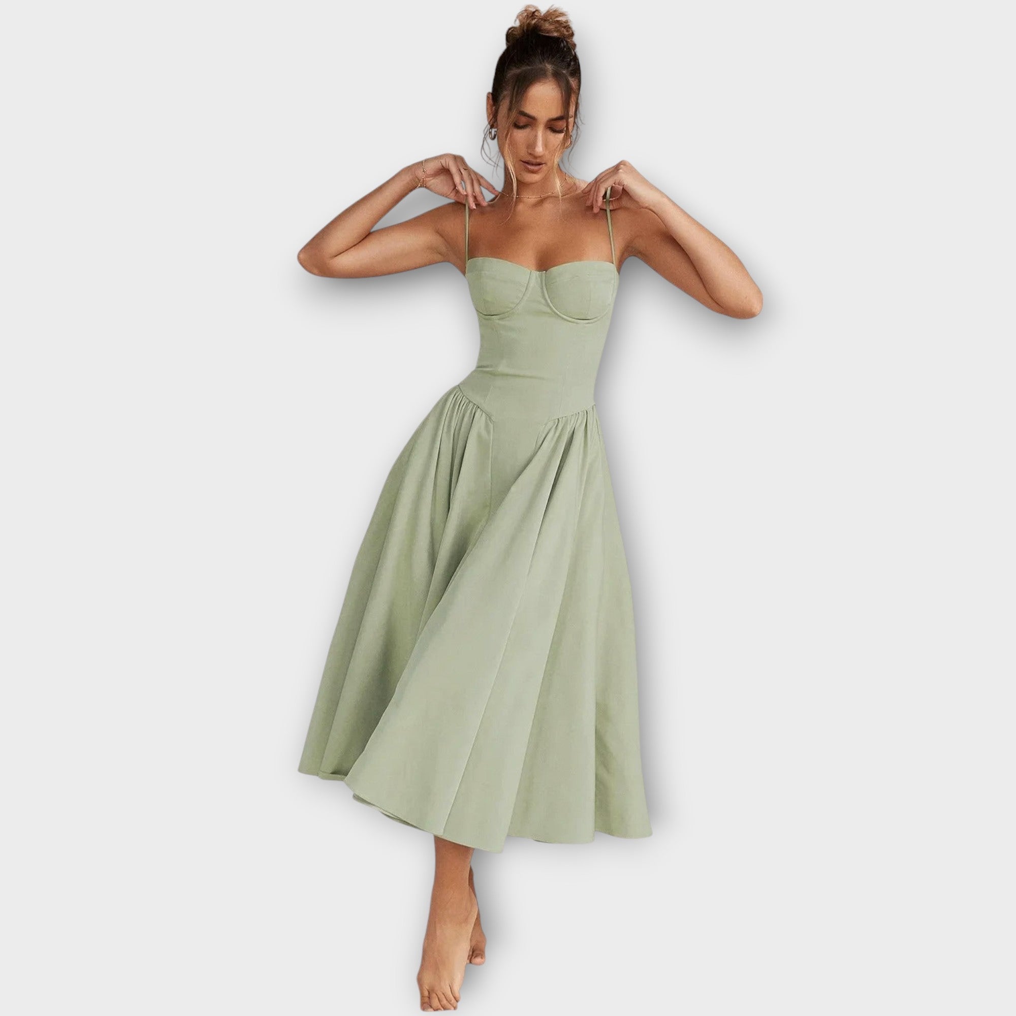 Regina | Vestido midi corsé sin mangas
