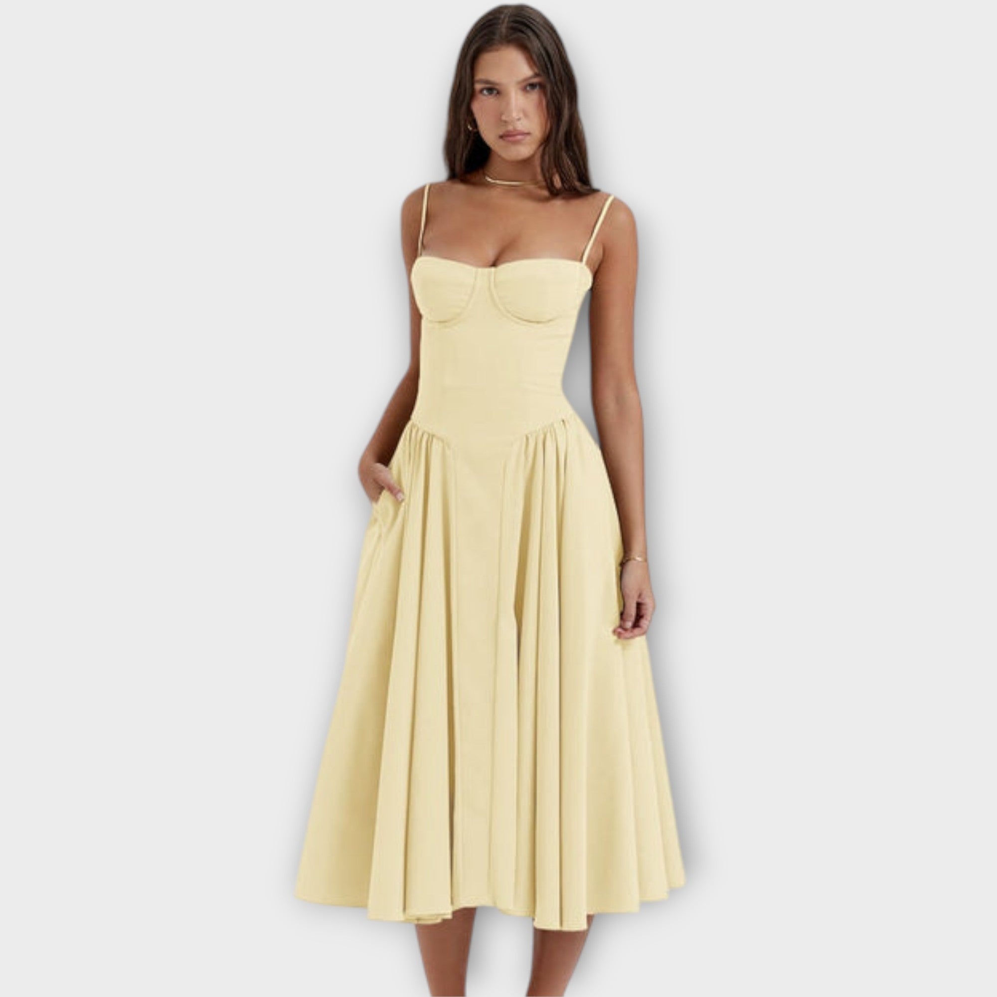 Regina | Vestido midi corsé sin mangas