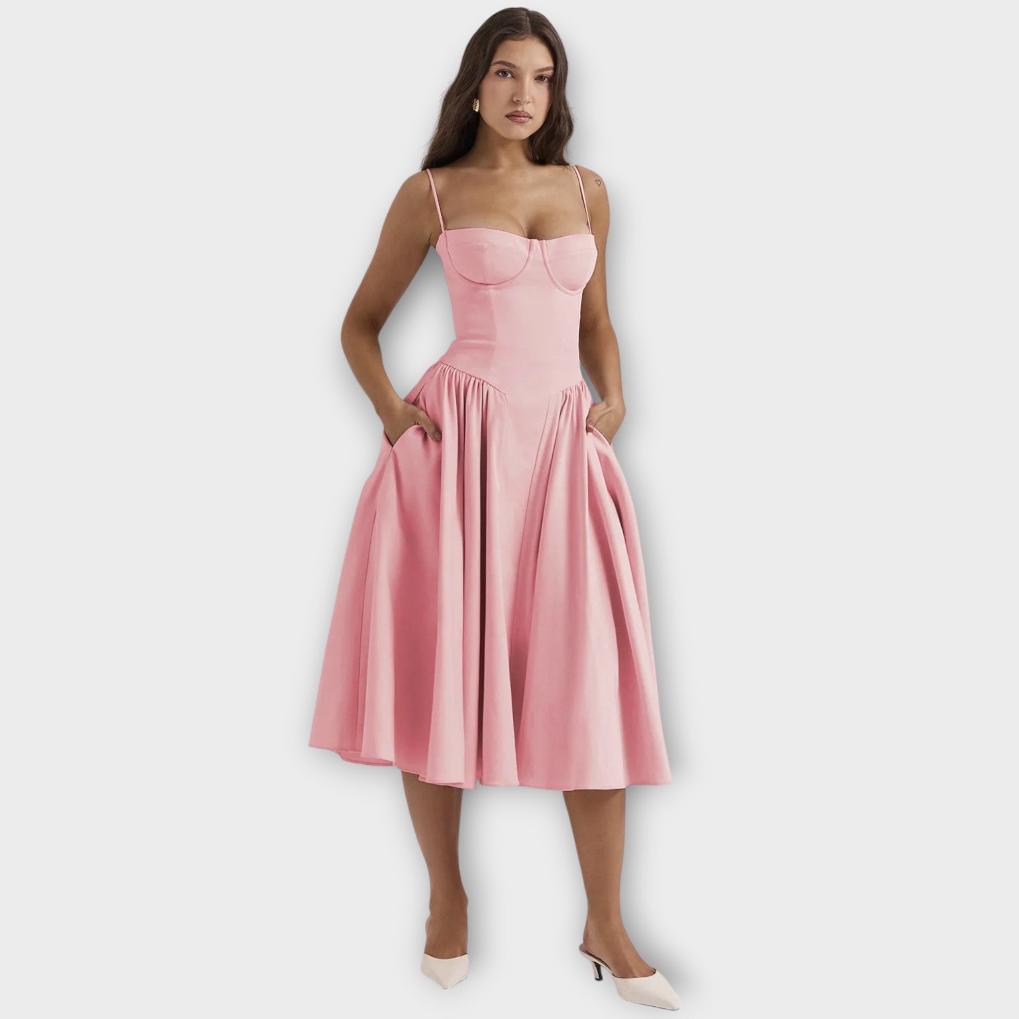 Regina | Vestido midi corsé sin mangas