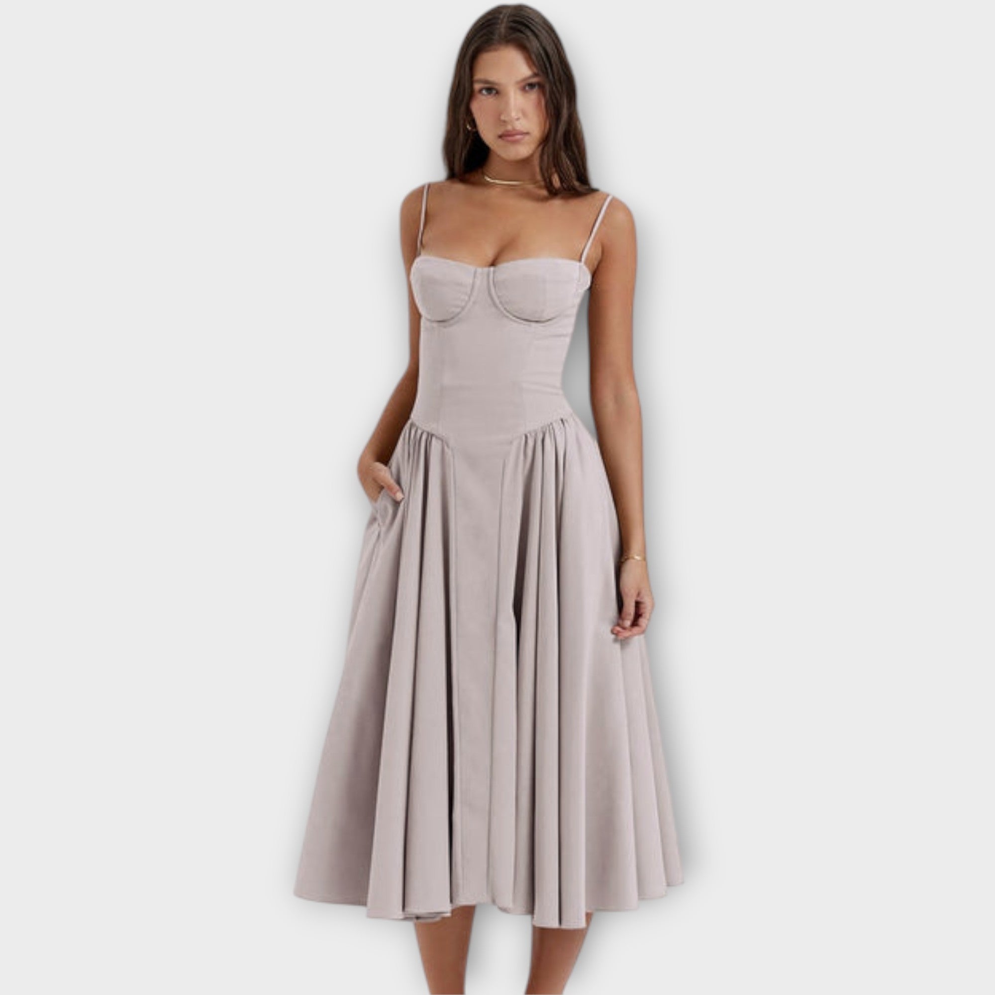 Regina | Vestido midi corsé sin mangas