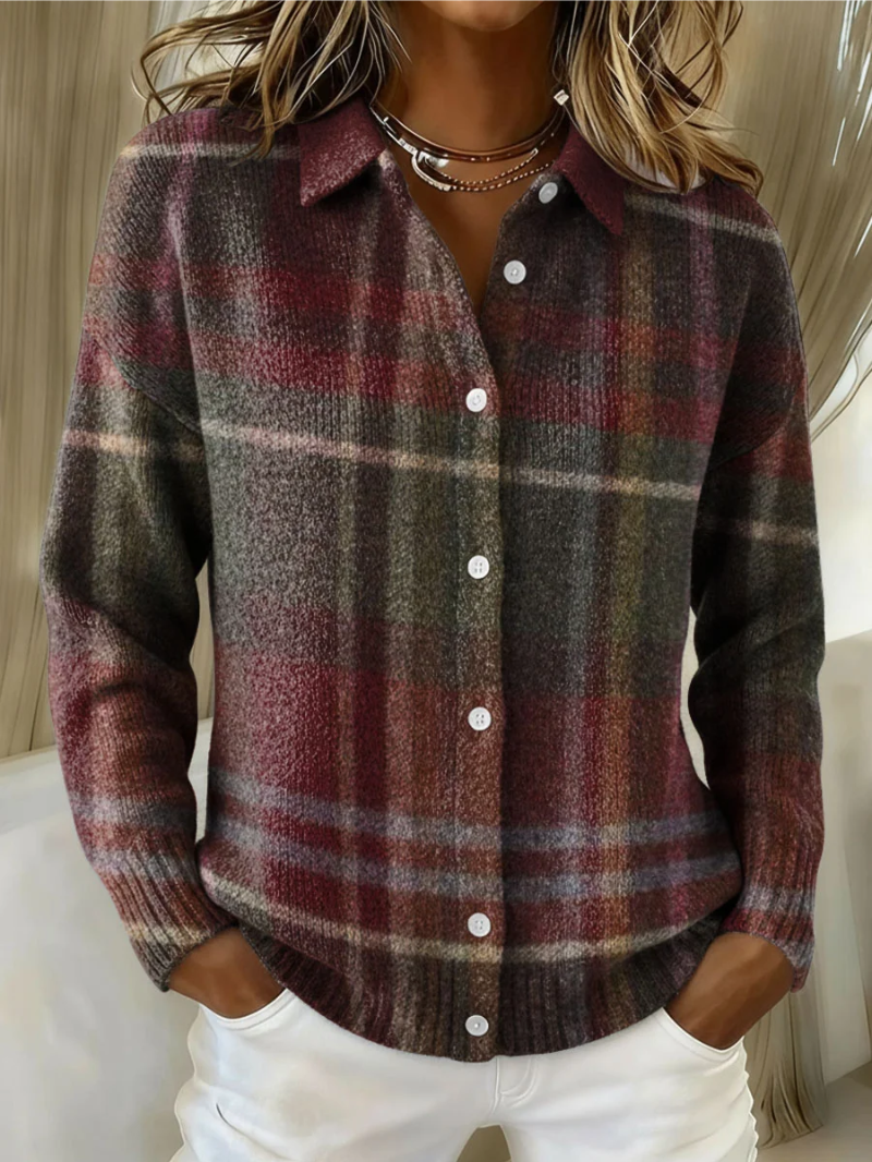 Remedios | Cárdigan de punto de cuadros clásico
