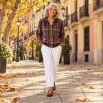 Remedios | Cárdigan de punto de cuadros clásico, en la calle