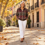 Remedios | Cárdigan de punto de cuadros clásico, en la calle