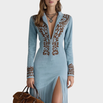 Rosalba | Vestido bohemio de ante con flecos
