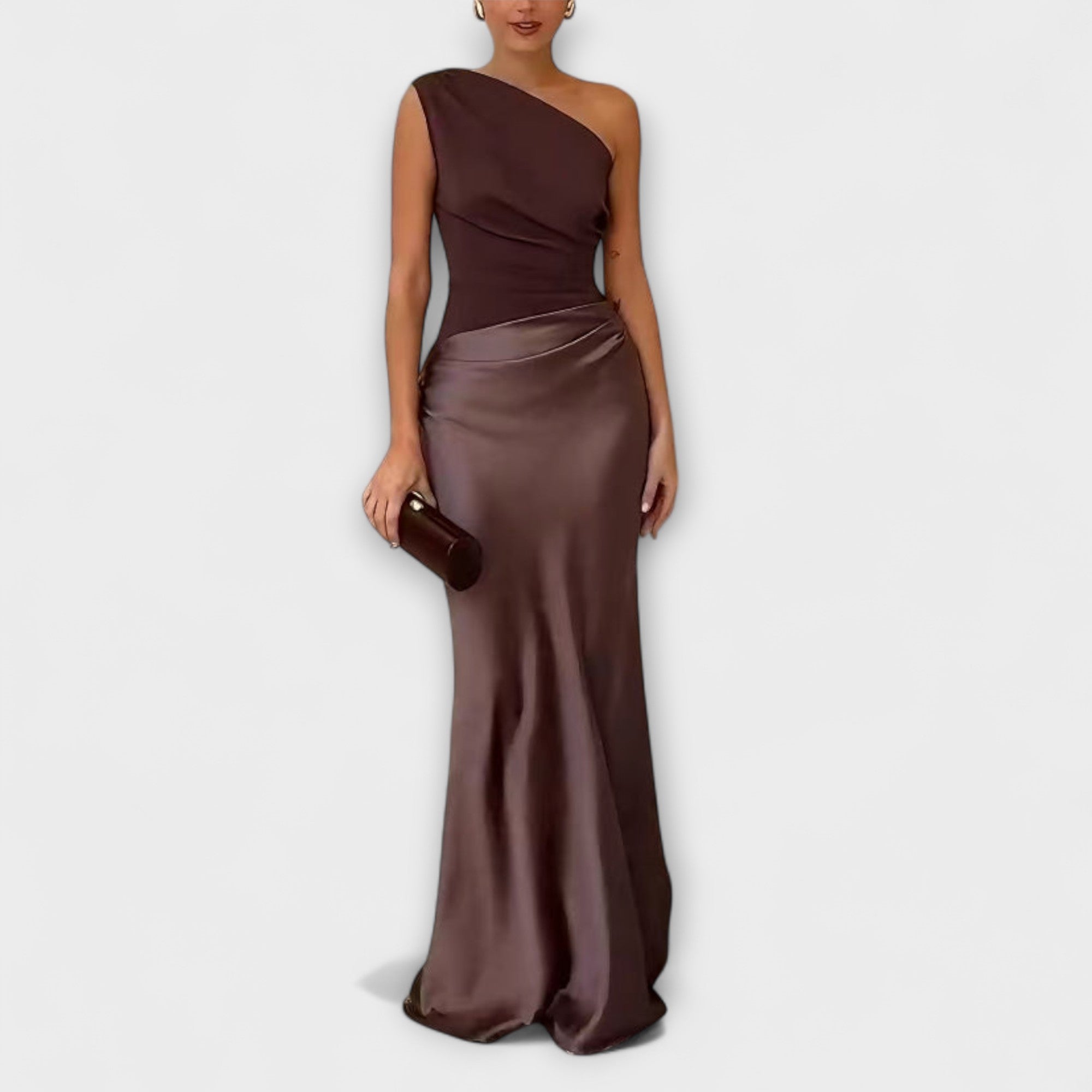 Rosaura | Vestido largo plisado elegante con tirante asimétrico