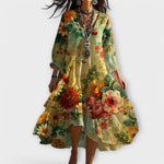 Sabela Belén | Vestido vintage bohemio de flores con cuello en V