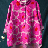Sabela | Blusa informal de mujer con estampado floral rosa intenso