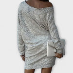Severina | Vestido de fiesta con lentejuelas y contrastes