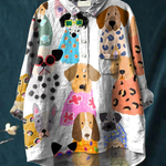 Simona | Blusa informal divertida con estampado de perros de colores