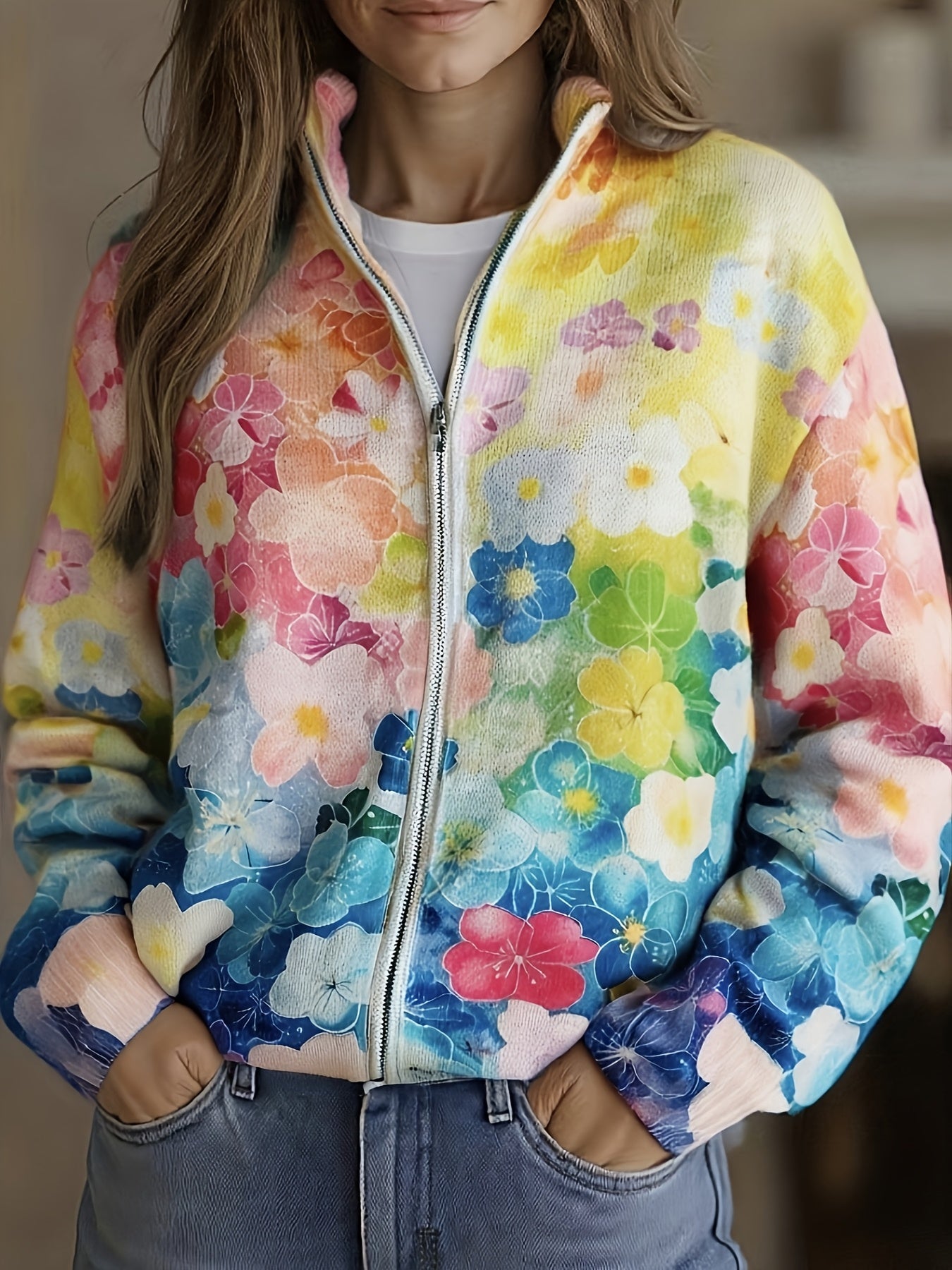 Sonia | Cárdigan con estampado floral en acuarela