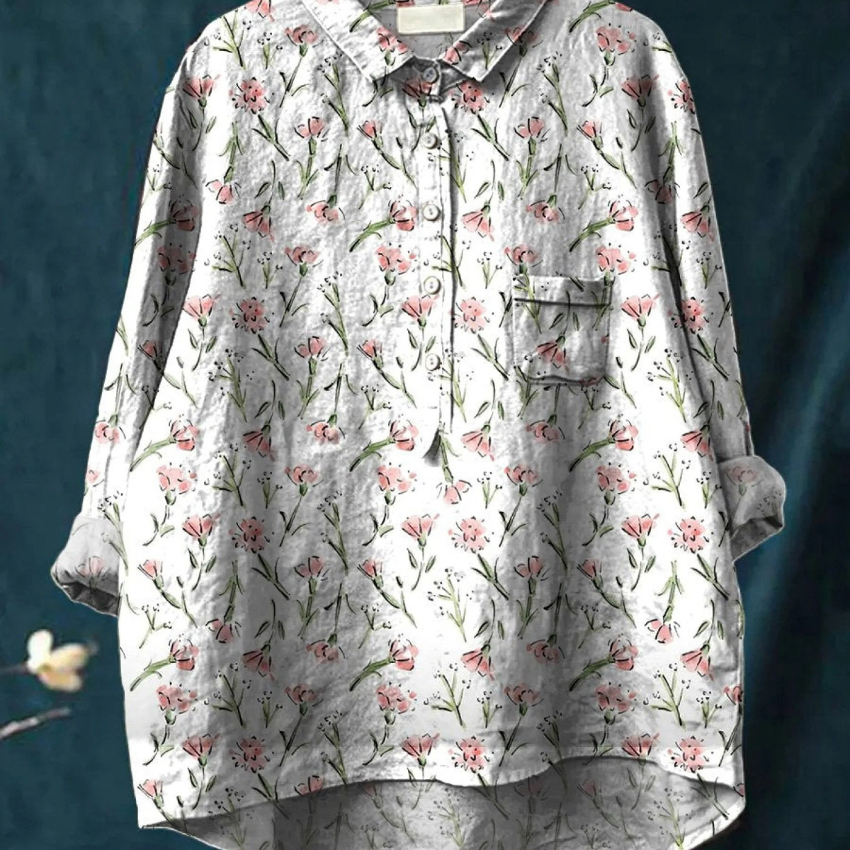 Tatiana | Blusa informal de mujer con estampado floral rosa de primavera