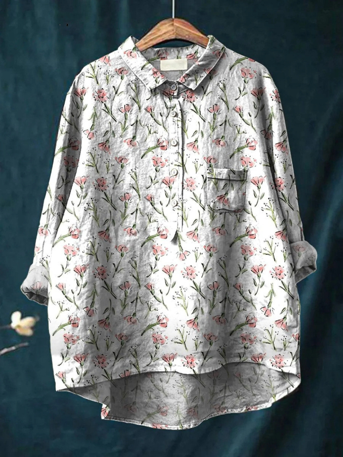 Tatiana | Blusa informal de mujer con estampado floral rosa de primavera