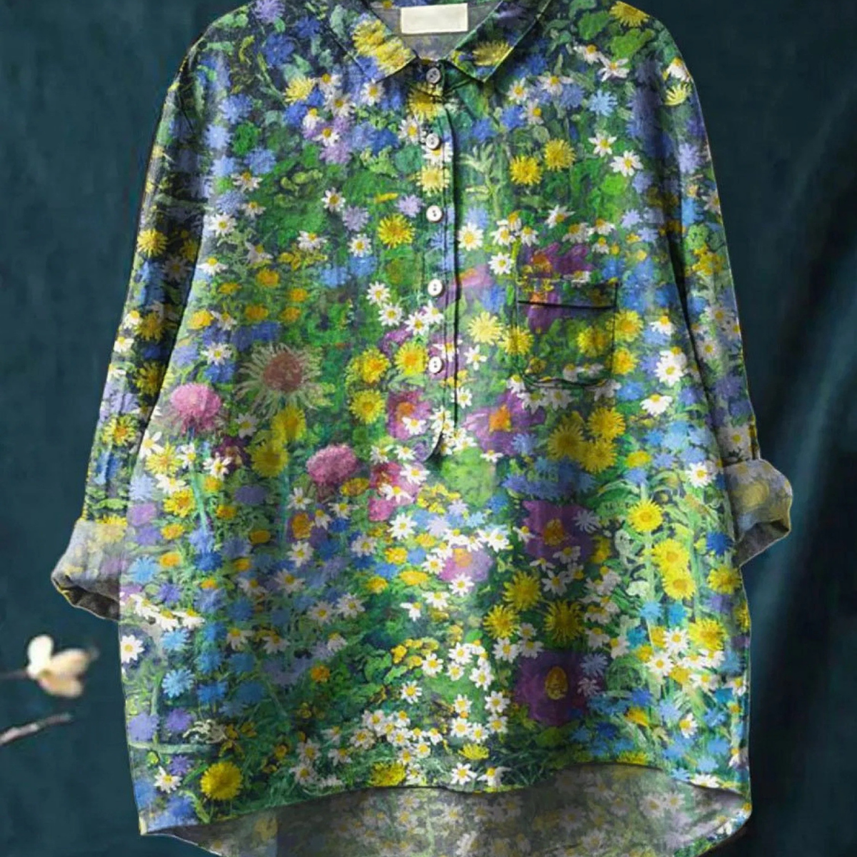 Teófila | Blusa informal de mujer con estampado floral vintage