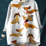 Teresa | Blusa informal con estampado artístico de perros